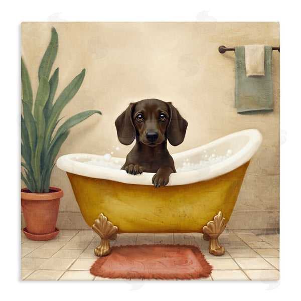 stupell industries Kim Allen | Bubble Bath Brown Dog Wall Art