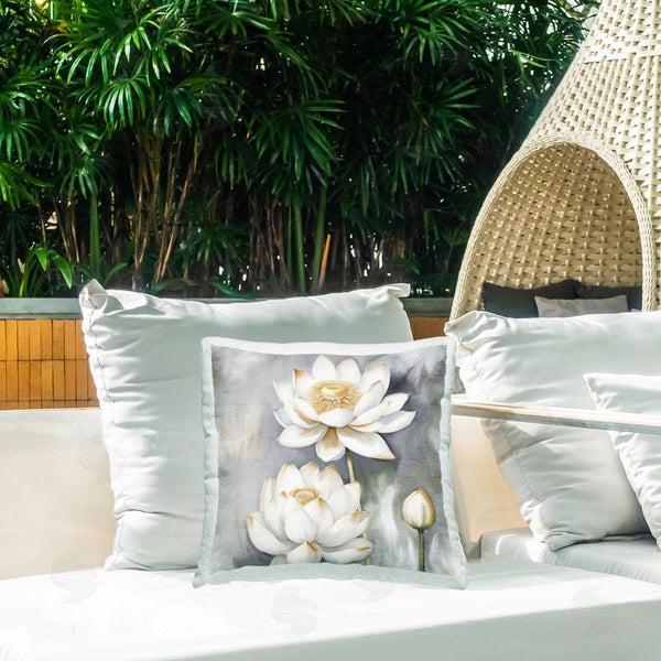 Stupell Industries Kim Allen | Budding White Lotus Printed Throw Pillow