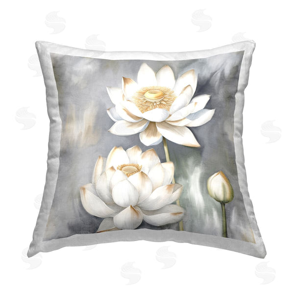 stupell industries Kim Allen | Budding White Lotus Printed Throw Pillow