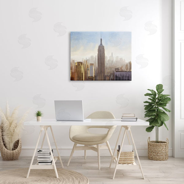 Stupell Industries Kim Allen | Bustling New York Cityscape Distant Buildings Skyline Wall Art