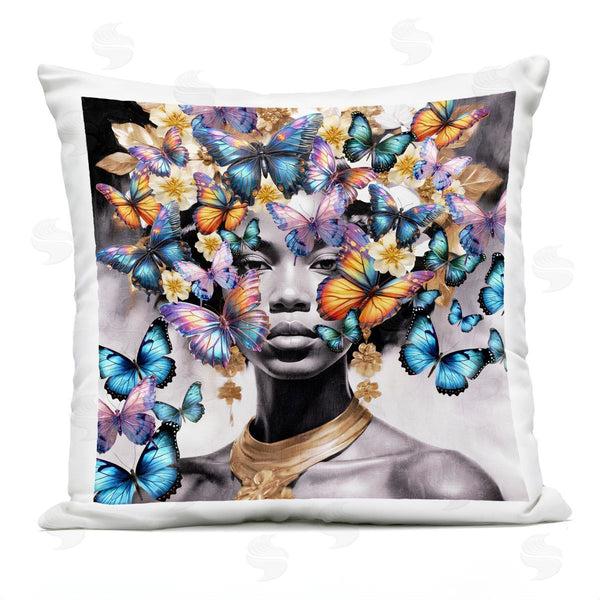 Stupell Industries Kim Allen | Butterfly Flight Female Portrait Printed Throw Pillow