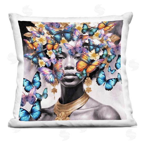 stupell industries Kim Allen | Butterfly Flight Female Portrait Printed Throw Pillow
