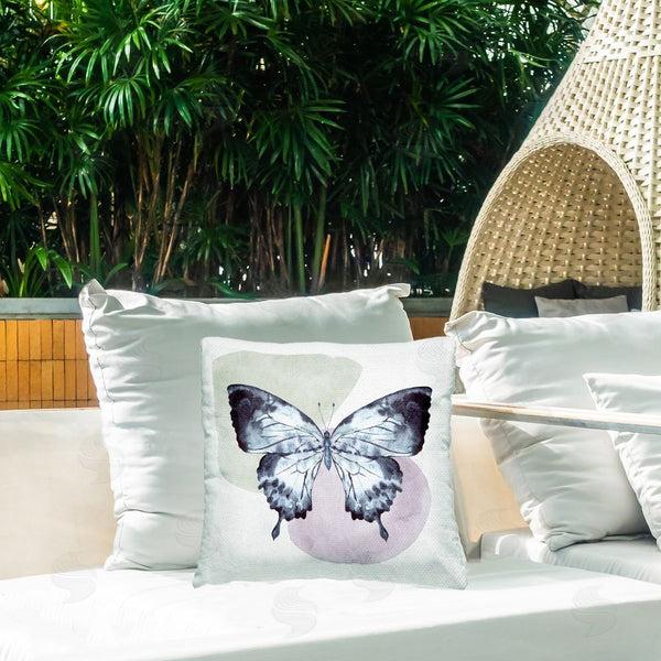 Stupell Industries Kim Allen | Butterfly On Simple Shapes Printed Throw Pillow