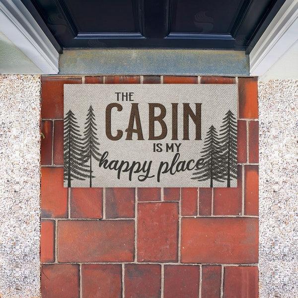Stupell Industries Kim Allen | Cabin Is My Happy Place Faux Sisal Door Mat