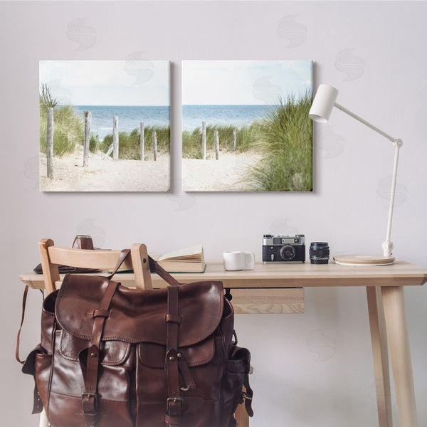 Stupell Industries Kim Allen | Calm Coastal Beach Fence Landscape Wall Art