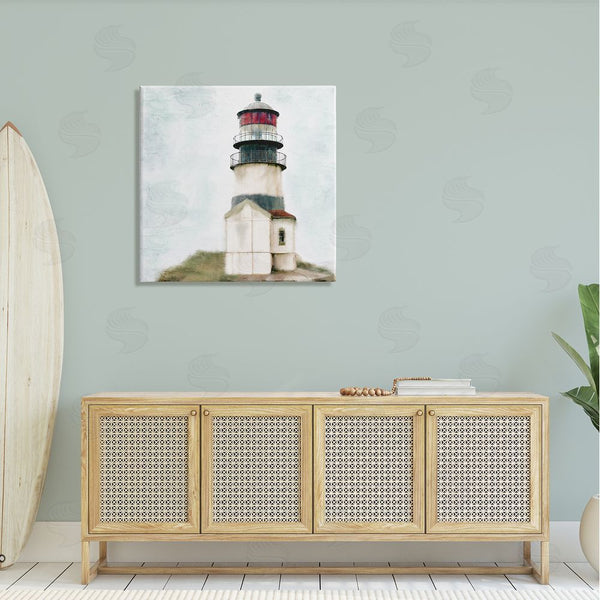 Stupell Industries Kim Allen | Calm Lighthouse Clear Sky Ocean Beach Painting Wall Art