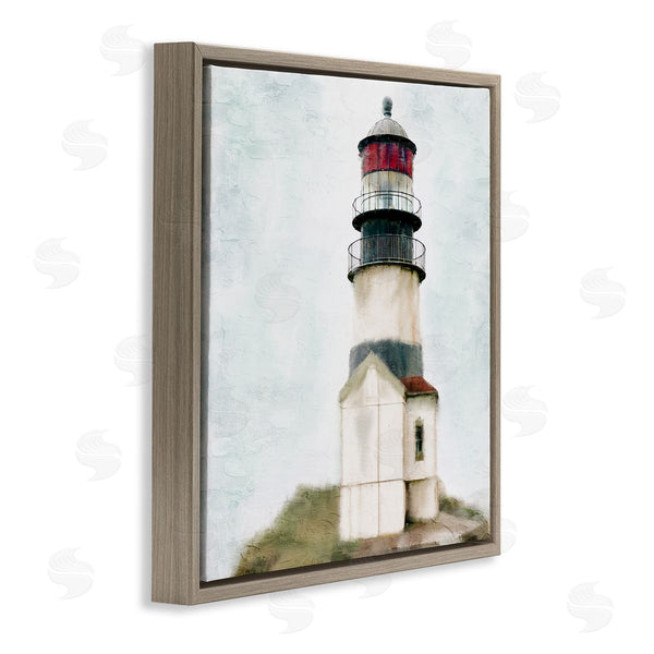 Stupell Industries Kim Allen | Calm Lighthouse Clear Sky Ocean Beach Painting Wall Art