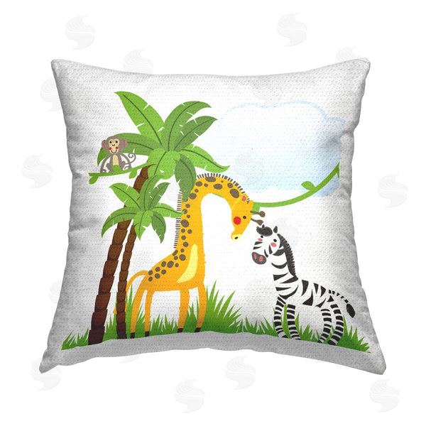 Stupell Industries Kim Allen | Cartoon Animals & Palm Trees Printed Throw Pillow
