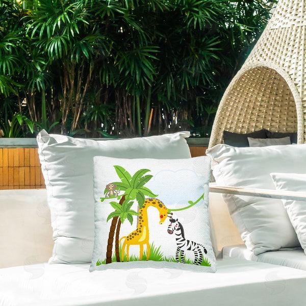 Stupell Industries Kim Allen | Cartoon Animals & Palm Trees Printed Throw Pillow