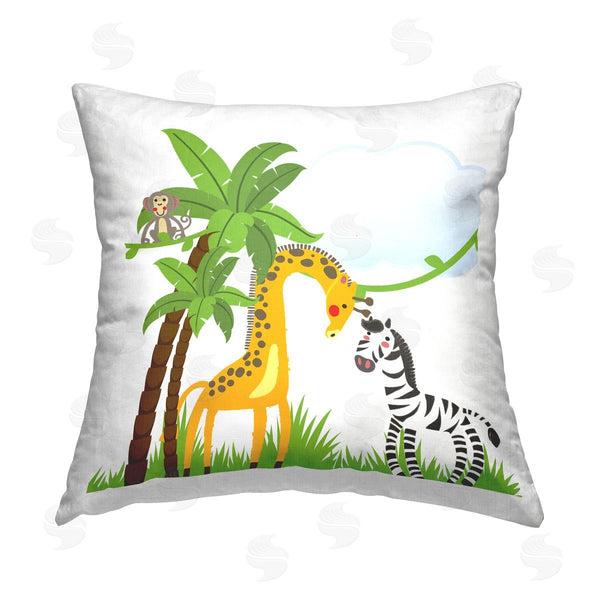 stupell industries Kim Allen | Cartoon Animals & Palm Trees Printed Throw Pillow