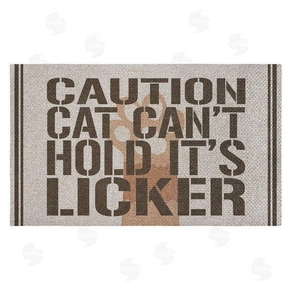 stupell industries Kim Allen | Cat Can't Hold Licker Faux Sisal Door Mat