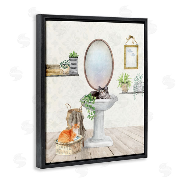 Stupell Industries Kim Allen | Cats In Bathroom Scene Wall Art