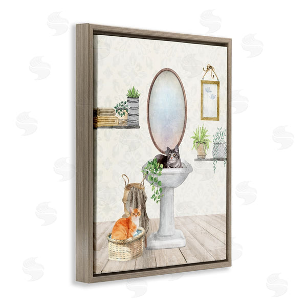 Stupell Industries Kim Allen | Cats In Bathroom Scene Wall Art