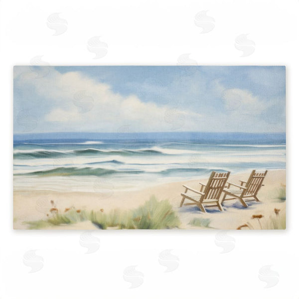 stupell industries Kim Allen | Chair View on Serene Beach Non-Woven Door Mat