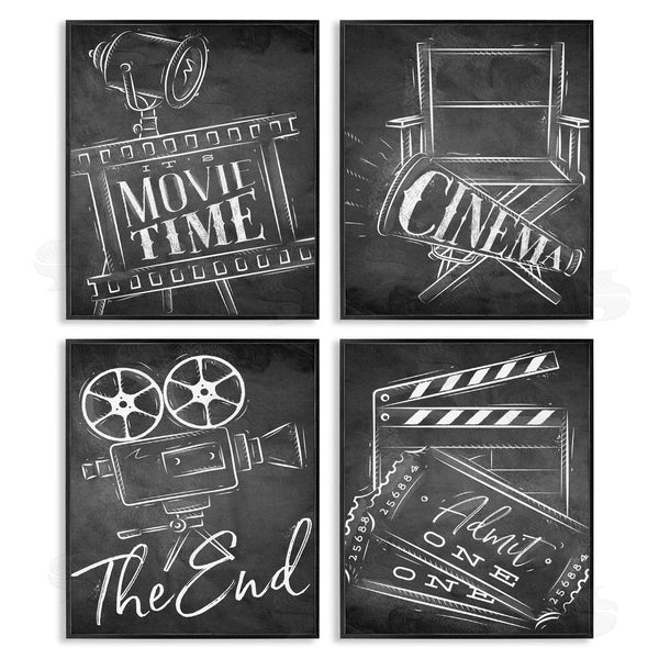 Stupell Industries Kim Allen | Chalkboard Movie Theater Phrases Wall Art