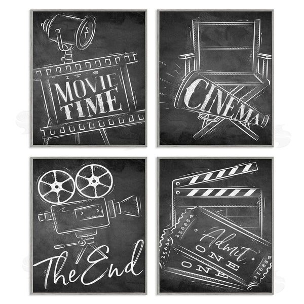 Stupell Industries Kim Allen | Chalkboard Movie Theater Phrases Wall Art