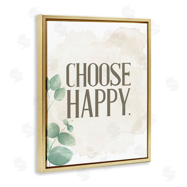 Stupell Industries Kim Allen | Choose Happy Green Leaves Neutral Wall Art