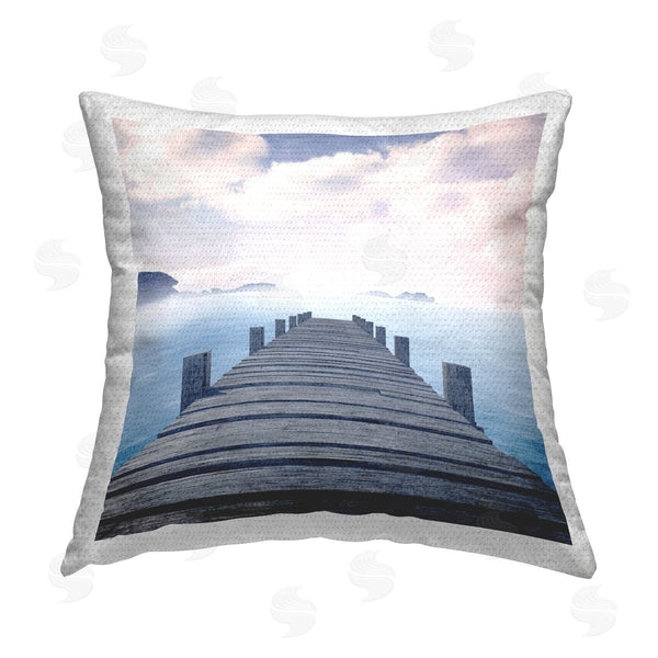 Stupell Industries Kim Allen | Clouds Over Sea Dock Printed Throw Pillow