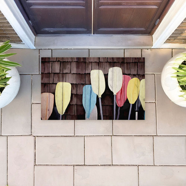 Stupell Industries Kim Allen | Colorful Lake Paddles Non-Woven Door Mat