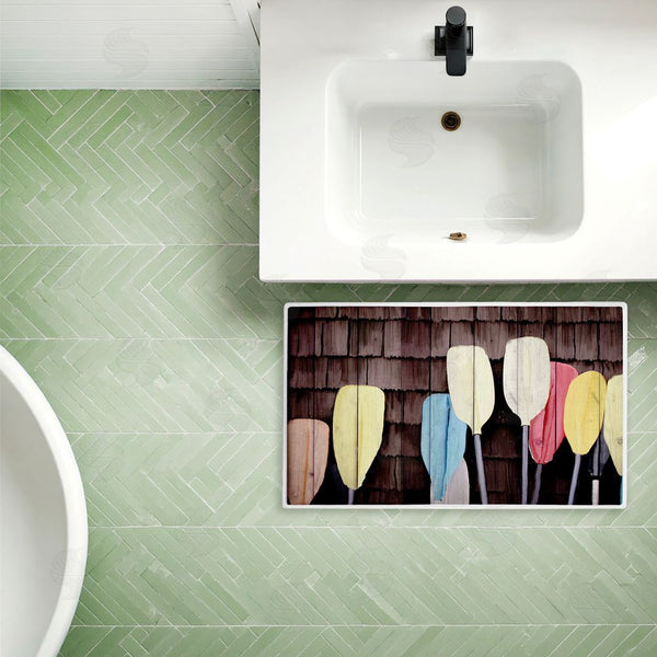 Stupell Industries Kim Allen | Colorful Lake Paddles Plush Bath Mat