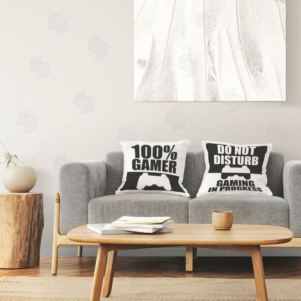 Stupell Industries Kim Allen | Competitive Gamer Black & White Printed Throw Pillow