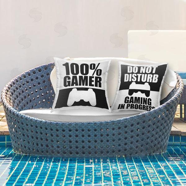 Stupell Industries Kim Allen | Competitive Gamer Black & White Printed Throw Pillow