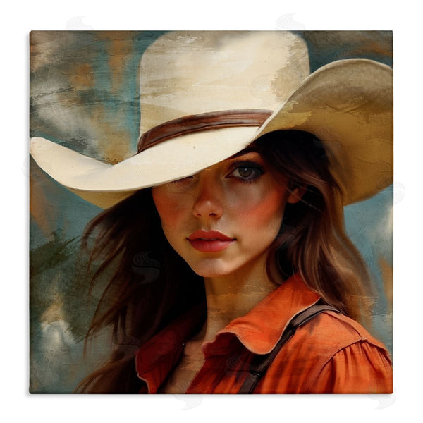 stupell industries Kim Allen | Cowgirl Gaze Beneath Hat Wall Art