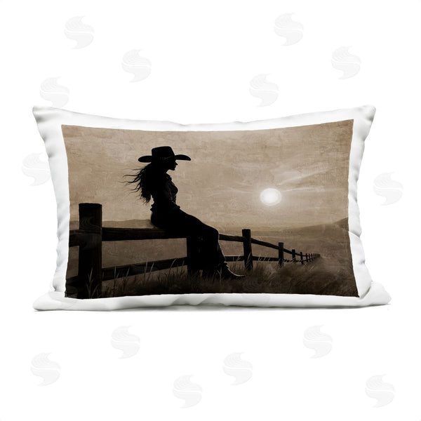 Stupell Industries Kim Allen | Cowgirl Sunset Portrait Printed Throw Pillow