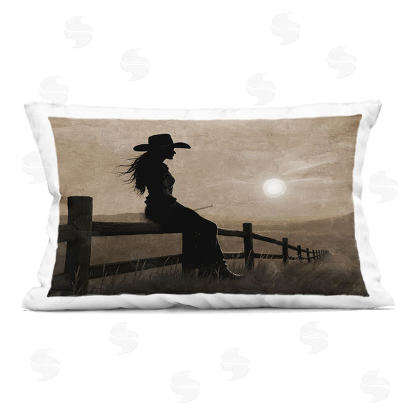 stupell industries Kim Allen | Cowgirl Sunset Portrait Printed Throw Pillow