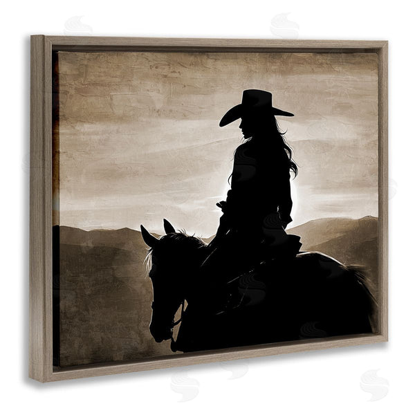 Stupell Industries Kim Allen | Cowgirl Sunset Sepia Portrait