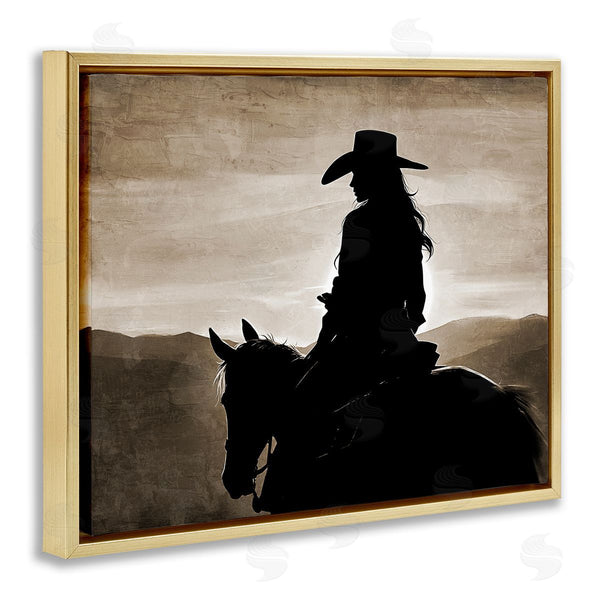 Stupell Industries Kim Allen | Cowgirl Sunset Sepia Portrait