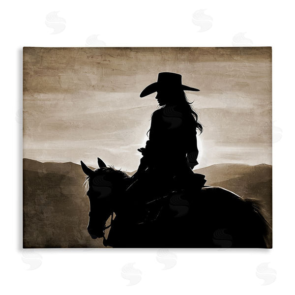 stupell industries Kim Allen | Cowgirl Sunset Sepia Portrait