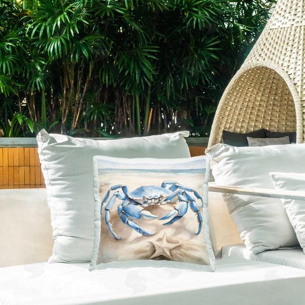 Stupell Industries Kim Allen | Crab & Starfish On Beach Printed Throw Pillow