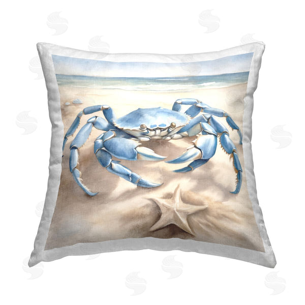 stupell industries Kim Allen | Crab & Starfish on Beach Printed Throw Pillow