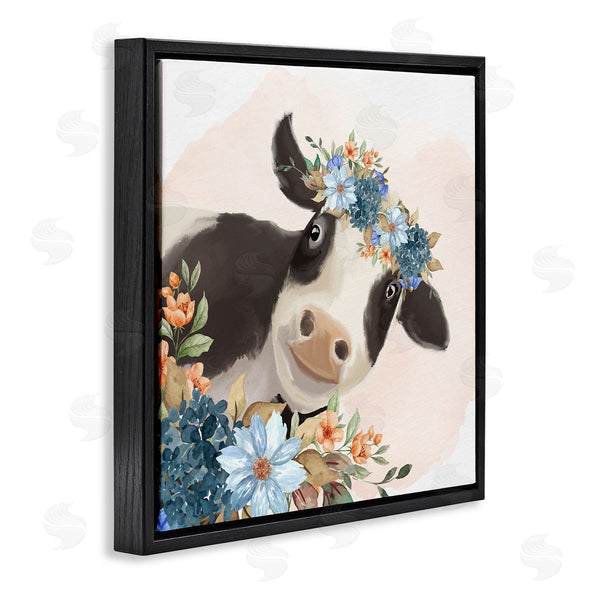 Stupell Industries Kim Allen | Cute Daisy Blossoms Flower Crown Smiling Cow Wall Art