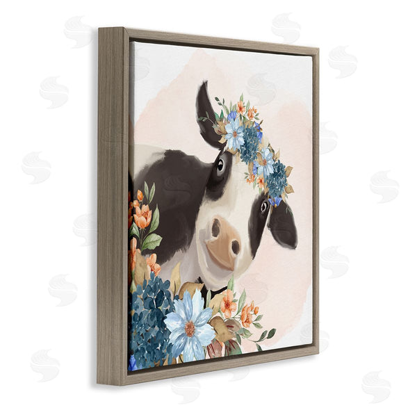 Stupell Industries Kim Allen | Cute Daisy Blossoms Flower Crown Smiling Cow Wall Art