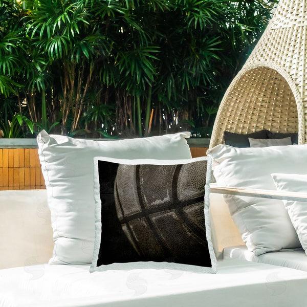 Stupell Industries Kim Allen | Dark Detailed Basketball Printed Throw Pillow