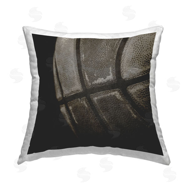 stupell industries Kim Allen | Dark Detailed Basketball Printed Throw Pillow