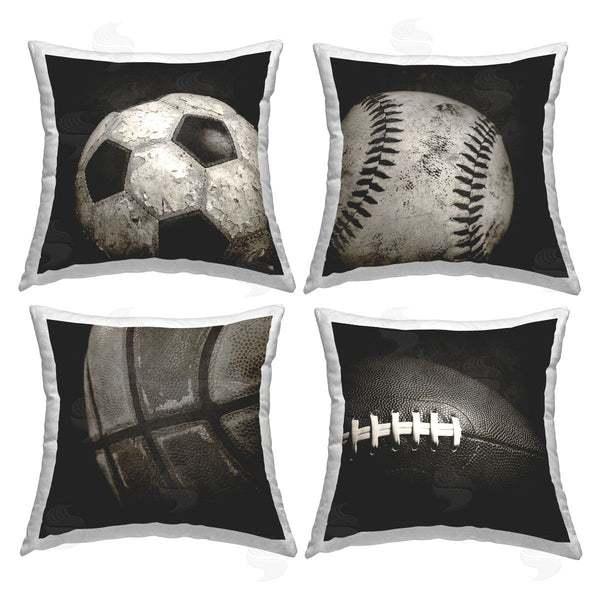 stupell industries Kim Allen | Dark Varied Sports Balls Printed Throw Pillow Set