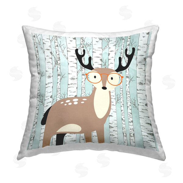 stupell industries Kim Allen | Deer & Birch Trees Printed Throw Pillow