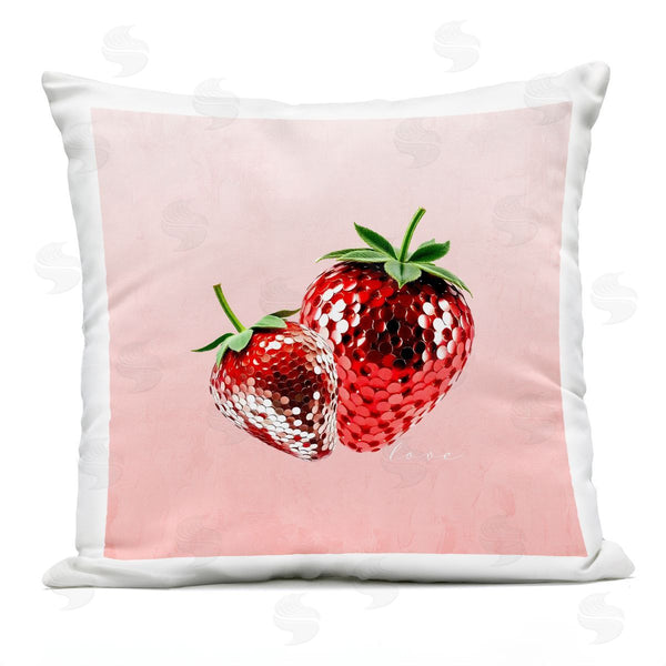 Stupell Industries Kim Allen | Disco Sequin Strawberries Printed Throw Pillow