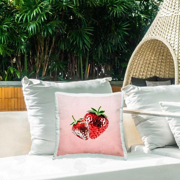 Stupell Industries Kim Allen | Disco Sequin Strawberries Printed Throw Pillow