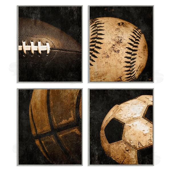 Stupell Industries Kim Allen | Distressed Vintage Sports Balls Wall Art