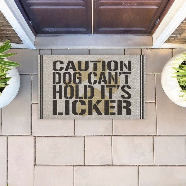 Stupell Industries Kim Allen | Dog Can't Hold Licker Faux Sisal Door Mat