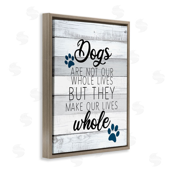 Stupell Industries Kim Allen | Dogs Make Our Lives Whole Paw Icon Striped Backdrop Wall Art