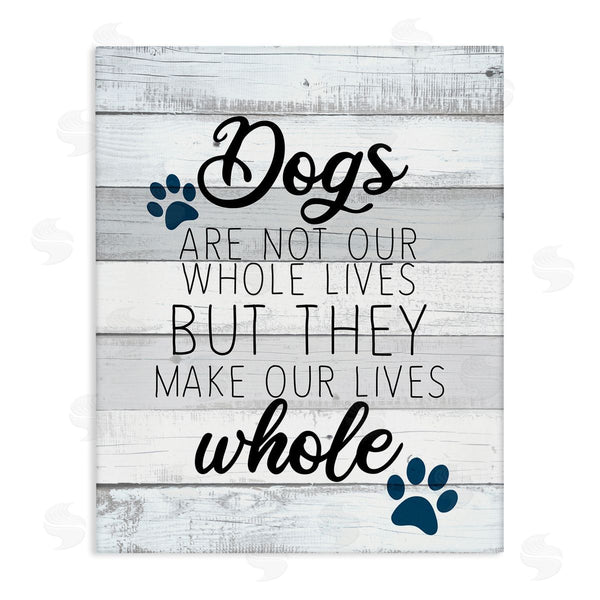 stupell industries Kim Allen | Dogs Make Our Lives Whole Paw Icon Striped Backdrop Wall Art