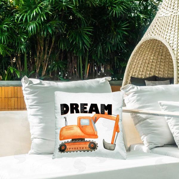 Stupell Industries Kim Allen | Dream With Orange Excavator Printed Throw Pillow