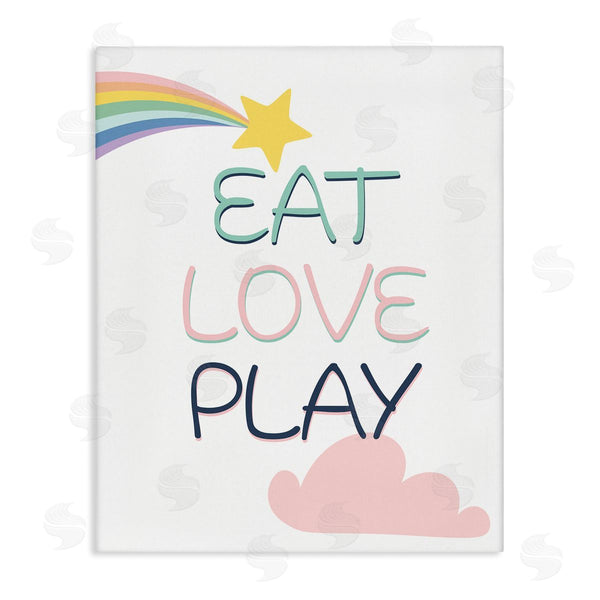 stupell industries Kim Allen | Eat Love Play Phrase Shooting Star Rainbow Sky Wall Art