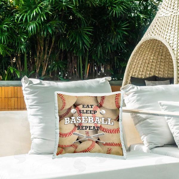 Stupell Industries Kim Allen | Eat Sleep Baseball Repeat Printed Throw Pillow