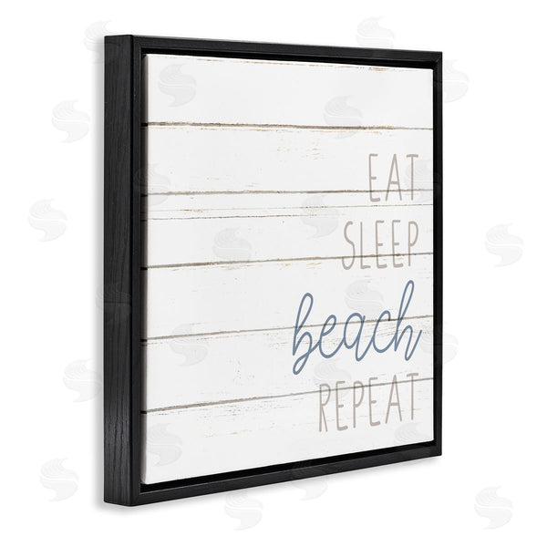 Stupell Industries Kim Allen | Eat Sleep Beach Repeat Phrase White Planked Pattern Wall Art